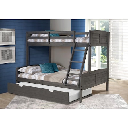 Donco Kids Twin Over Full Louver Bunk Bed With Twin Trundle - Antique Grey PD_2012TFAG_503